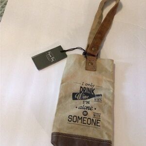 Myra Bag Beige and Brown Canvas Wine Tote